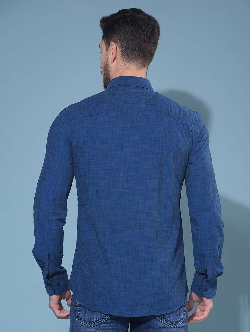 blue self design casual shirt - 21247578 -  Standard Image - 2