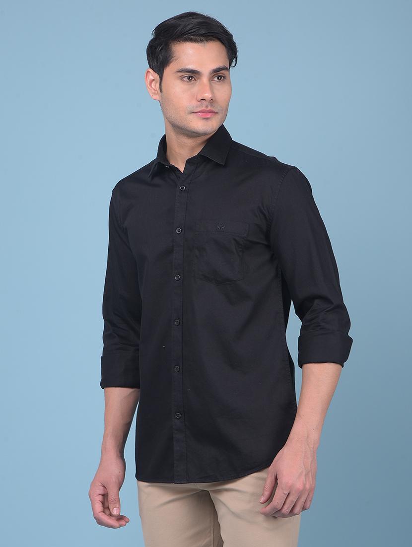 black cotton casual shirt - 21247580 - Standard Image - 2