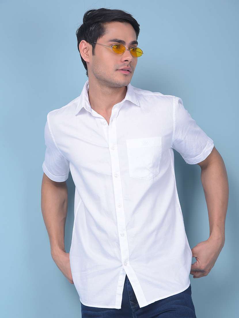 white cotton casual shirt - 21247586 -  Standard Image - 2