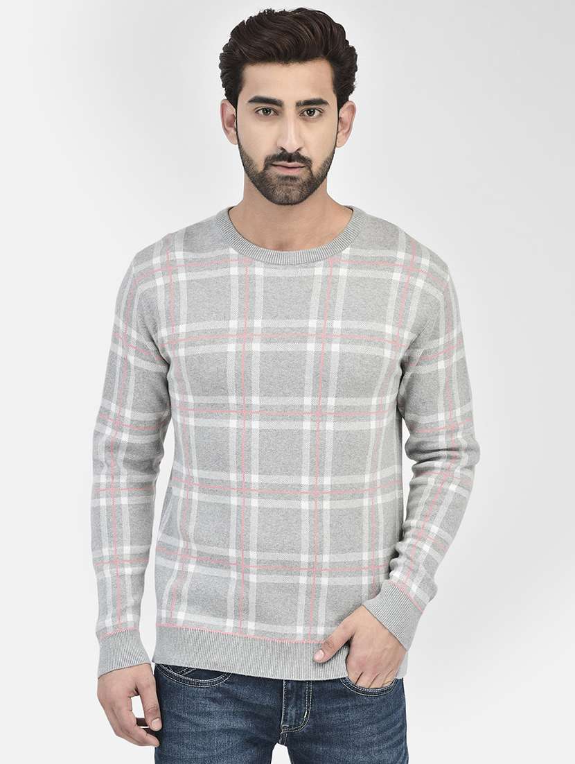 men checkered pullover