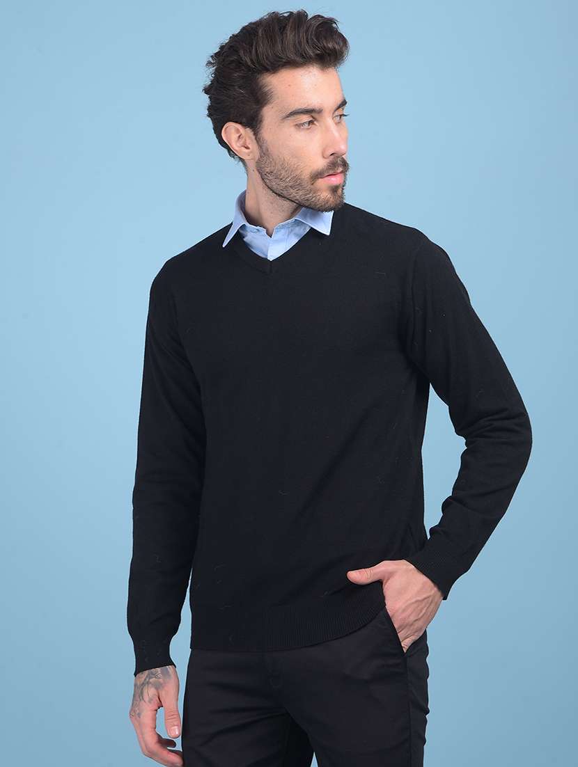 men v-neck solid pullover - 21247743 -  Standard Image - 2