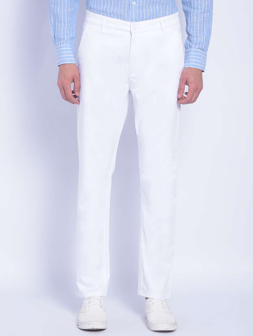 white cotton chinos casual trousers