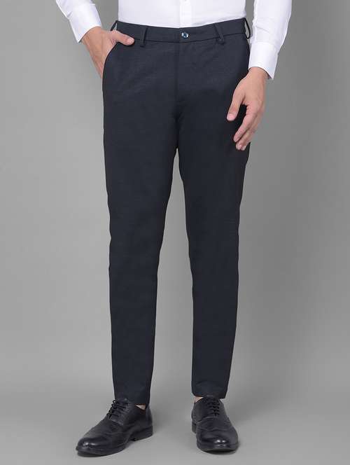navy blue polyester blend formal trouser