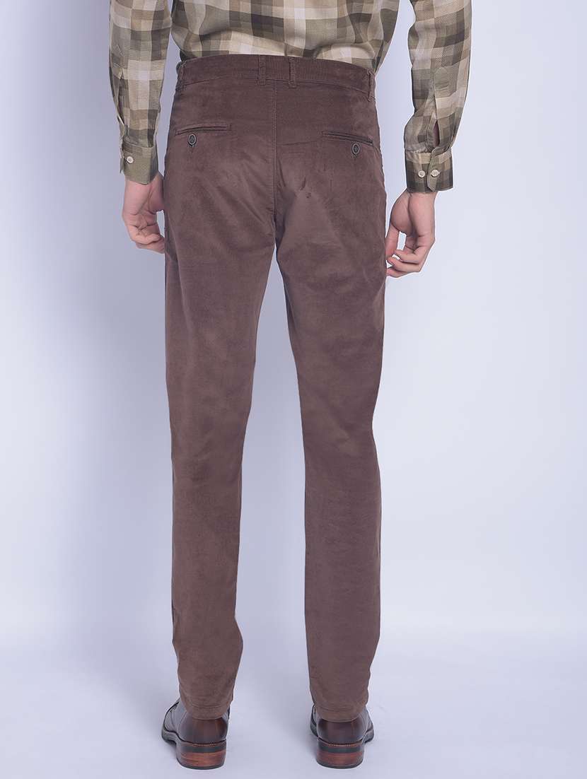 brown cotton solid casual trouser - 21247812 -  Standard Image - 2