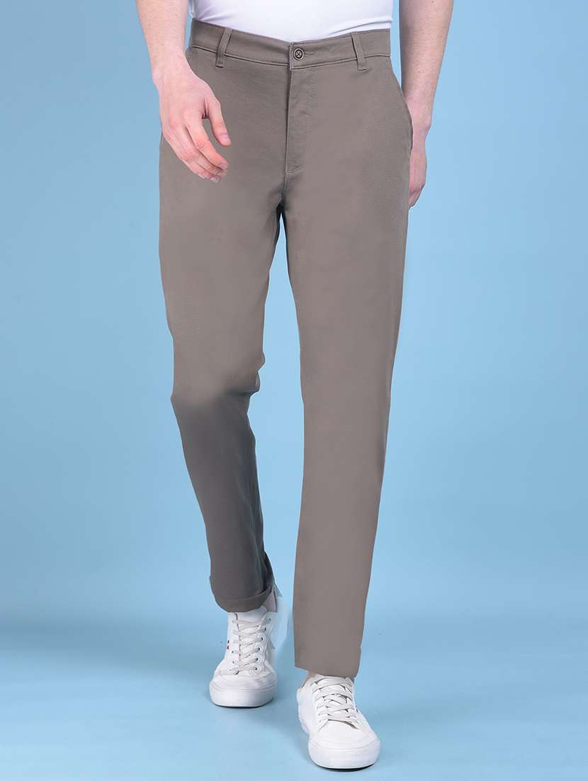men mid rise cotton flat front casual trouser