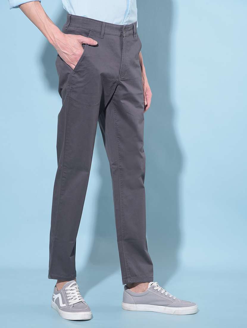 men solid mid rise chinos - 21247847 - Standard Image - 2