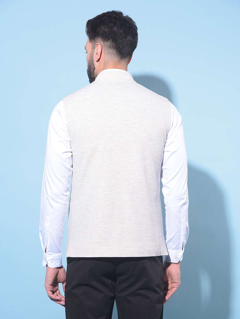 beige solid classic waist coat - 21247961 - Standard Image - 2