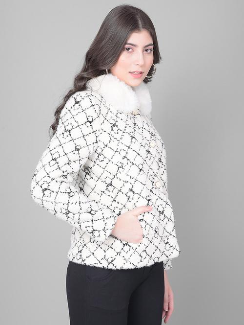 women off white self-designed fur coat - 21247963 - Standard Image - 0