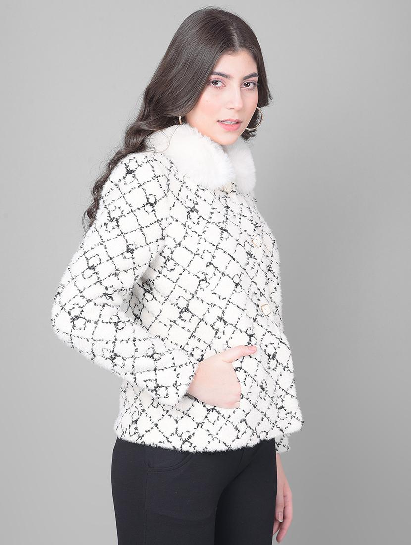 women off white self-designed fur coat - 21247963 - Zoom Image - 0