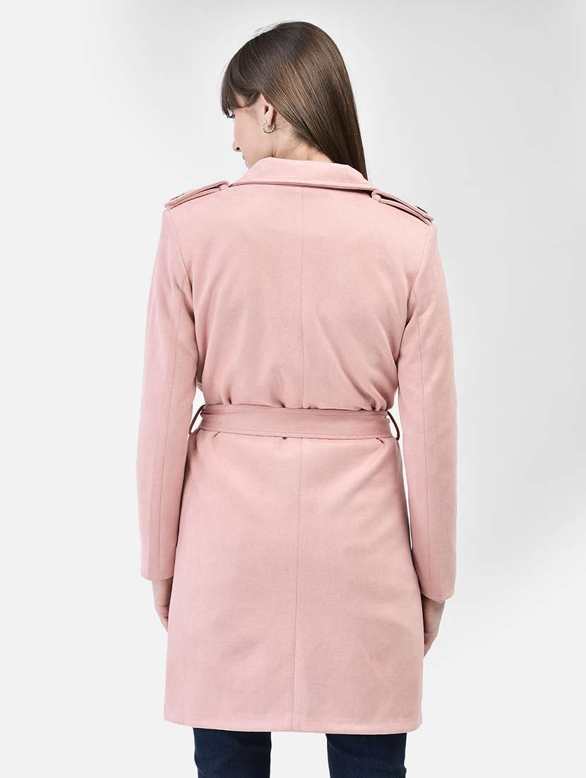 women full sleeve solid trench coat - 21247971 -  Standard Image - 2