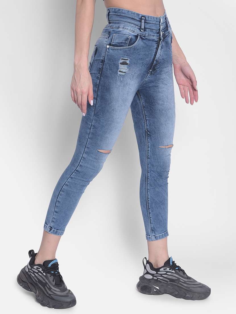 women mid rise plain denim jeans - 21247982 -  Standard Image - 2