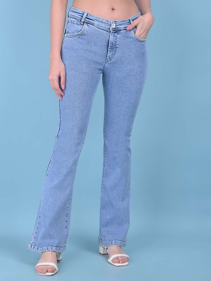 women midrise plain denim jeans