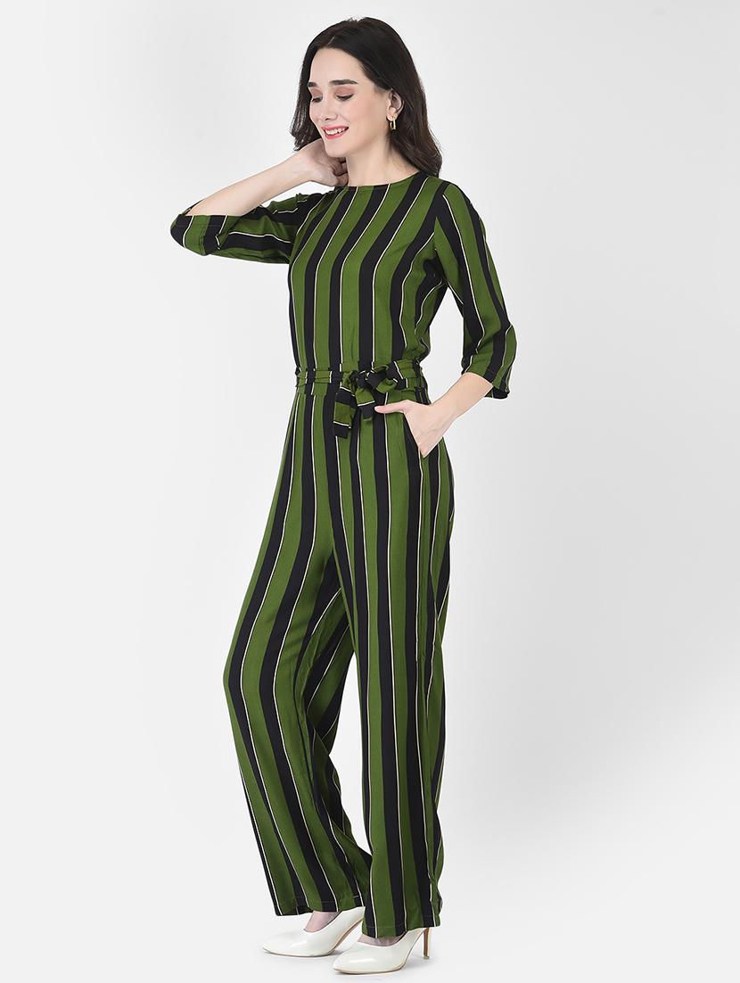 green viscose full leg jumpsuit - 21248001 - Standard Image - 2
