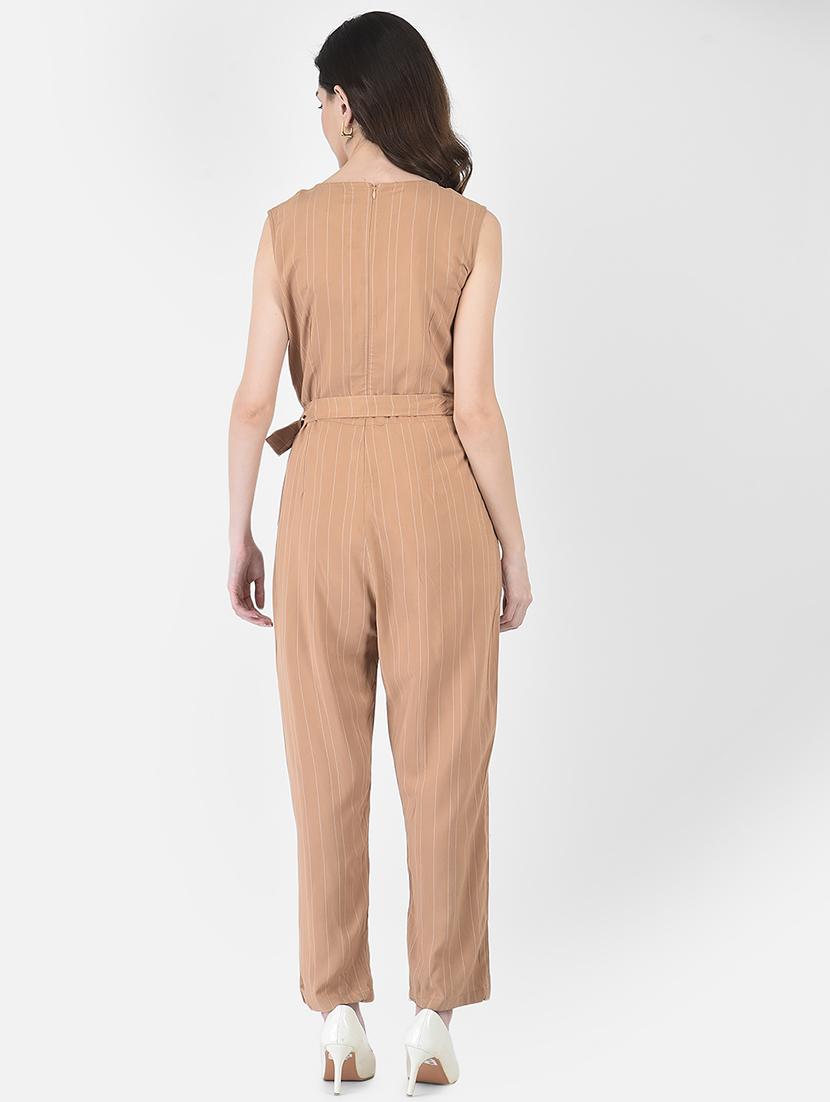 khaki viscose full leg jumpsuit - 21248003 - Standard Image - 2