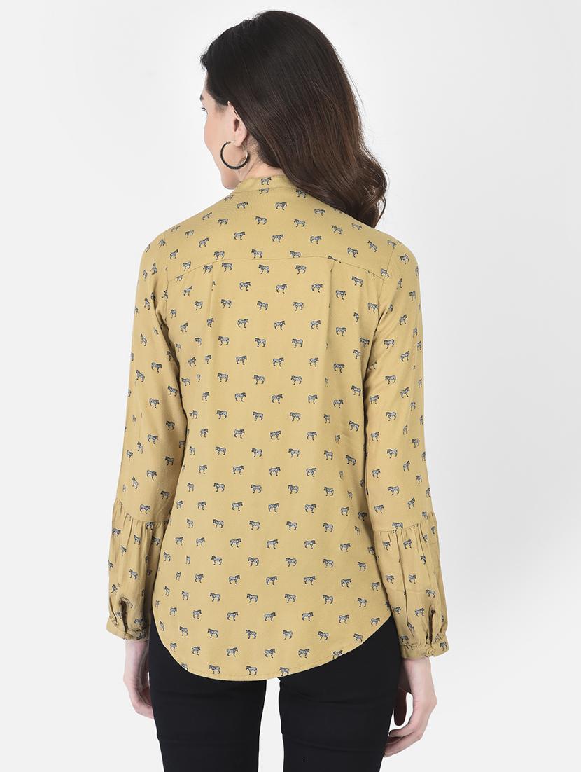 khaki viscose regular shirt - 21248079 - Standard Image - 2