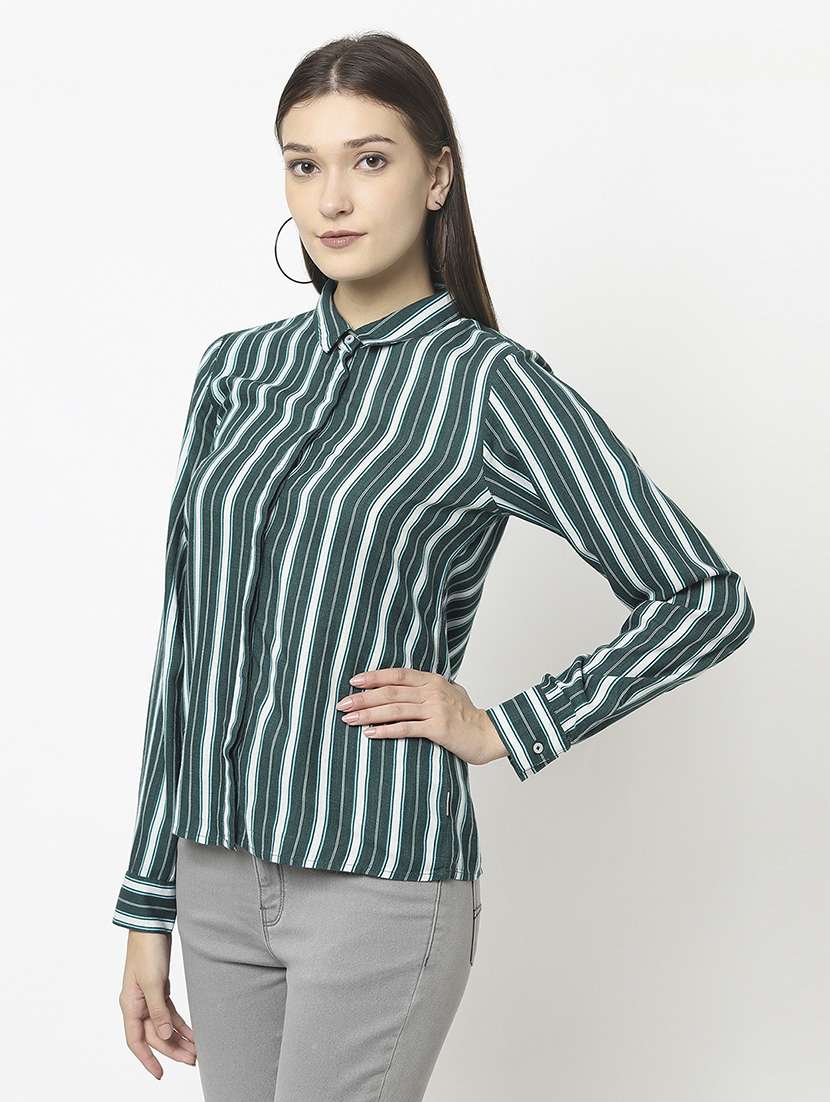women striped collared regular shirt - 21248084 -  Standard Image - 2