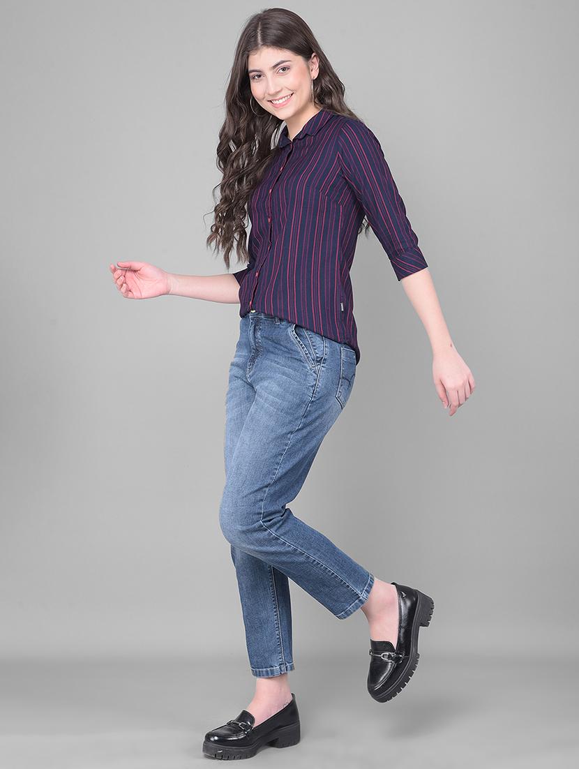 navy blue cotton blend regular shirt - 21248094 - Standard Image - 2