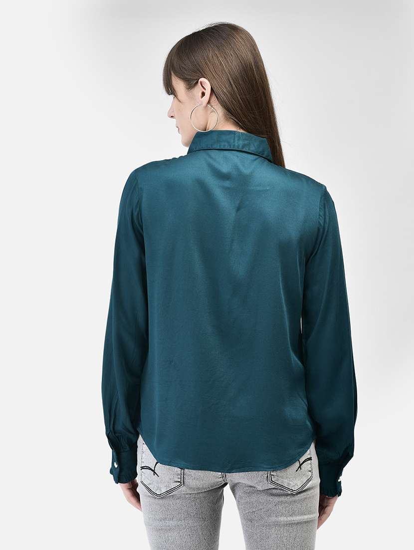 green viscose regular shirt - 21248095 - Standard Image - 2
