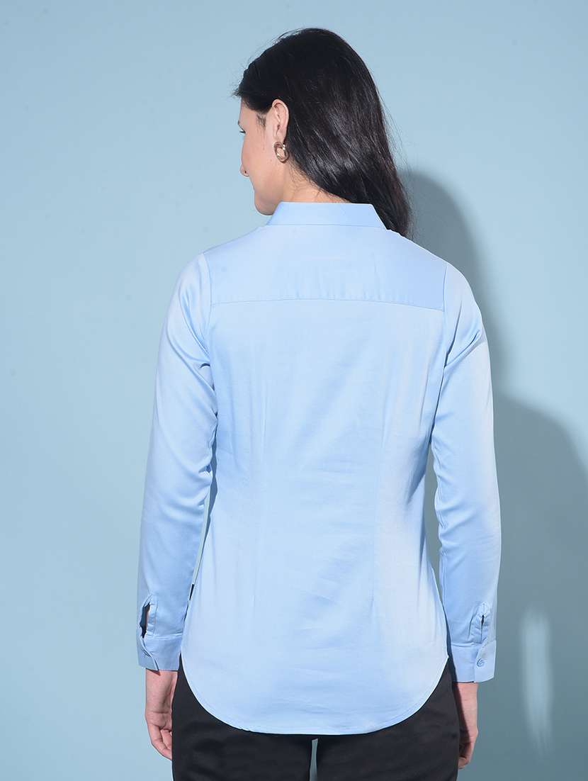 light blue cotton blend regular shirt - 21248107 -  Standard Image - 2
