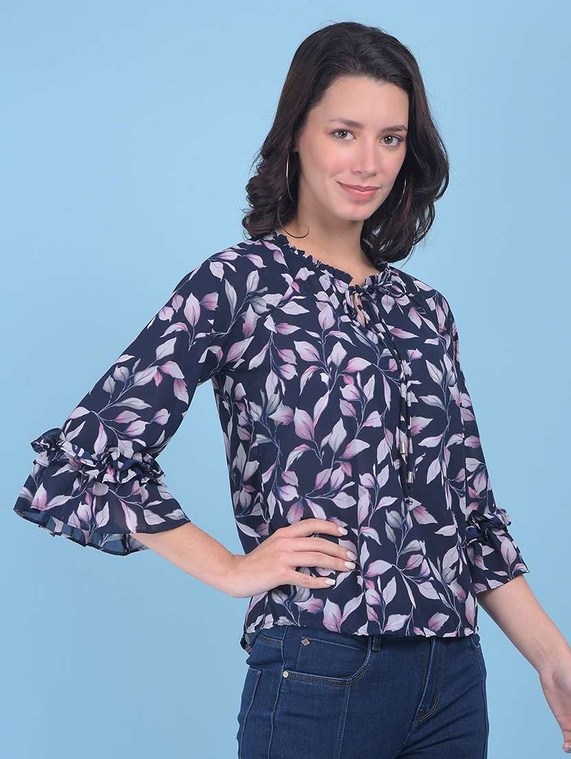 women printed bell sleeves top
