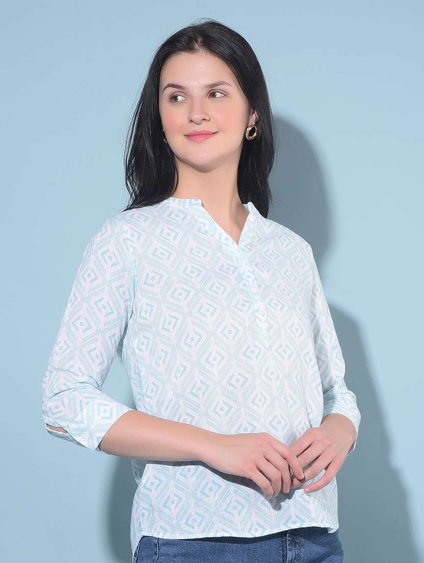 women printed high low top