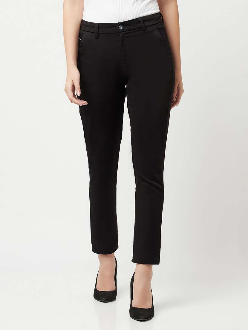 black cotton chinos trouser
