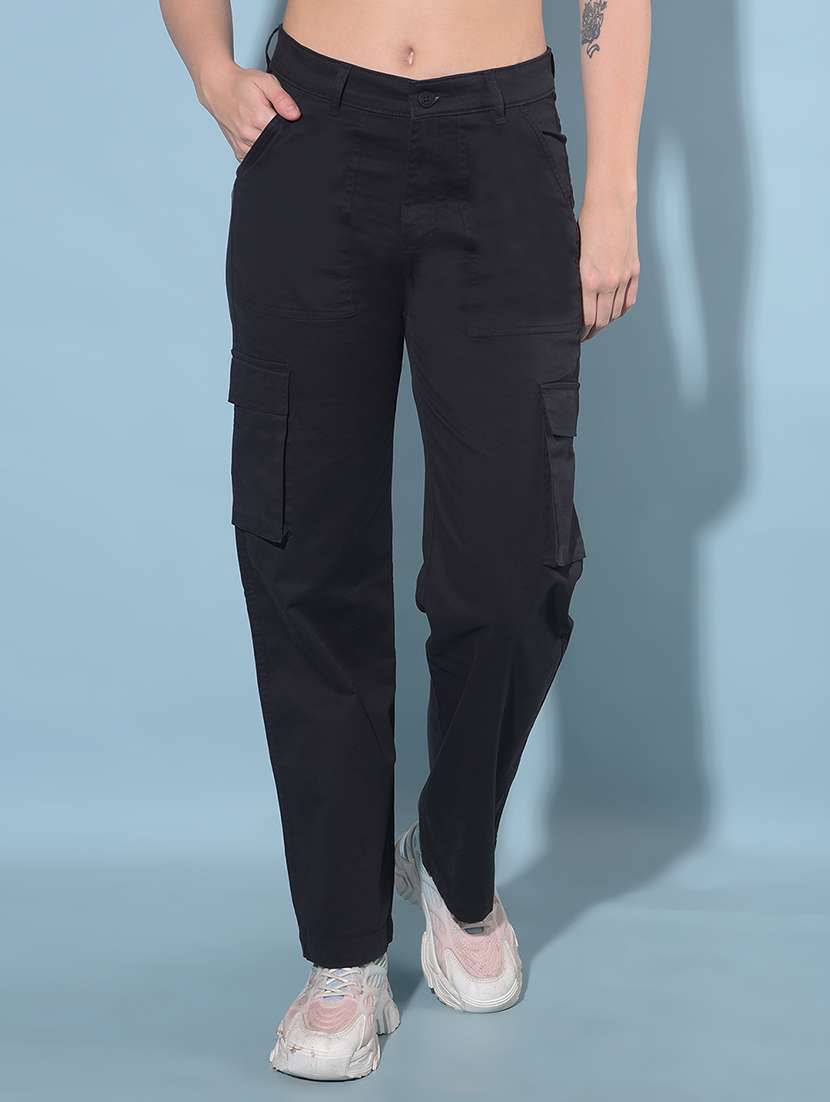 black cotton cargos trouser