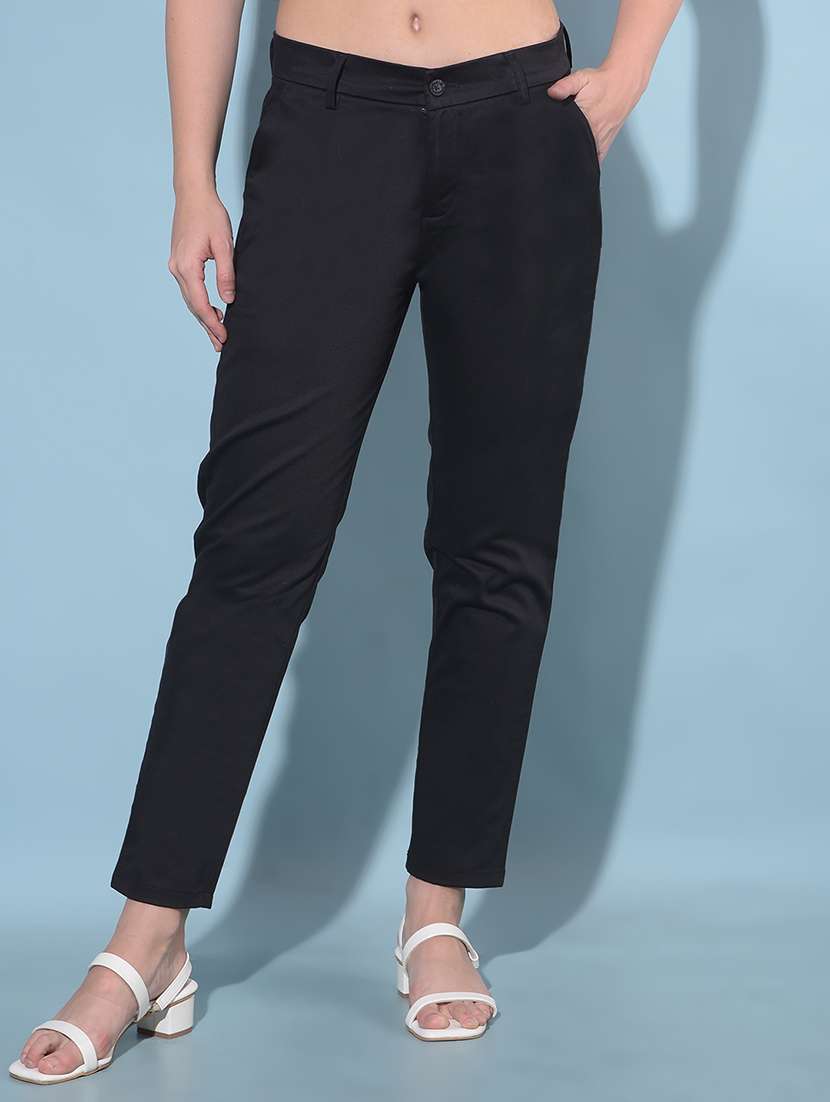 black polyester chinos trouser