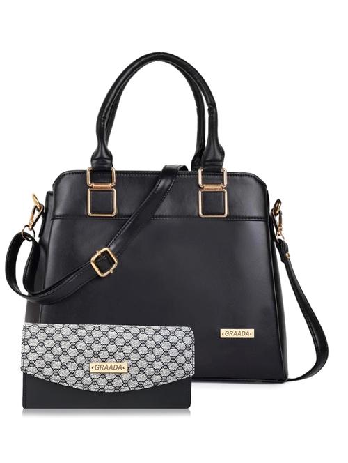 black leatherette (pu) combo handbag - 21248591 - Standard Image - 0