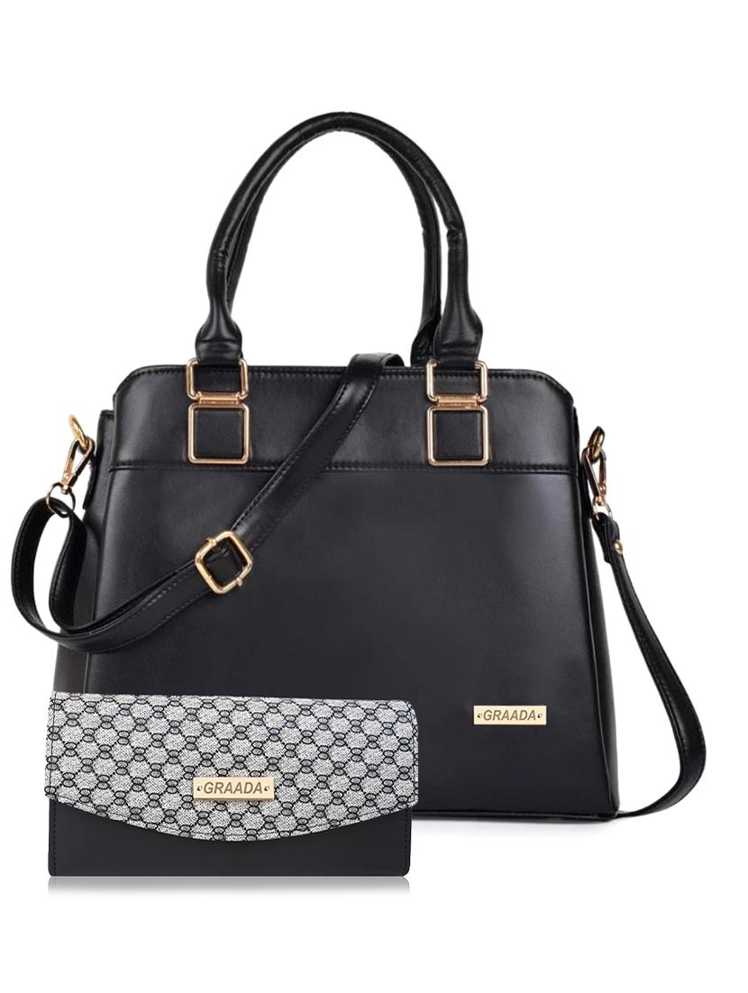 black leatherette (pu) combo handbag - 21248591 - Zoom Image - 0