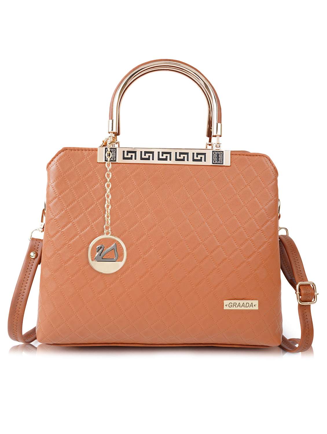 tan leatherette (pu) handbag