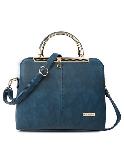 blue leatherette (pu) handbag - 21248607 - Standard Image - 0
