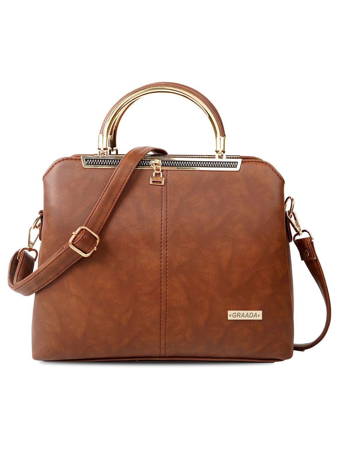 tan leatherette (pu) handbag - 21248608 - Zoom Image - 0