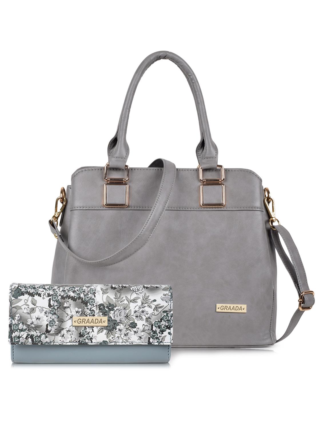 grey leatherette (pu) combo handbag - 21248609 - Zoom Image - 0