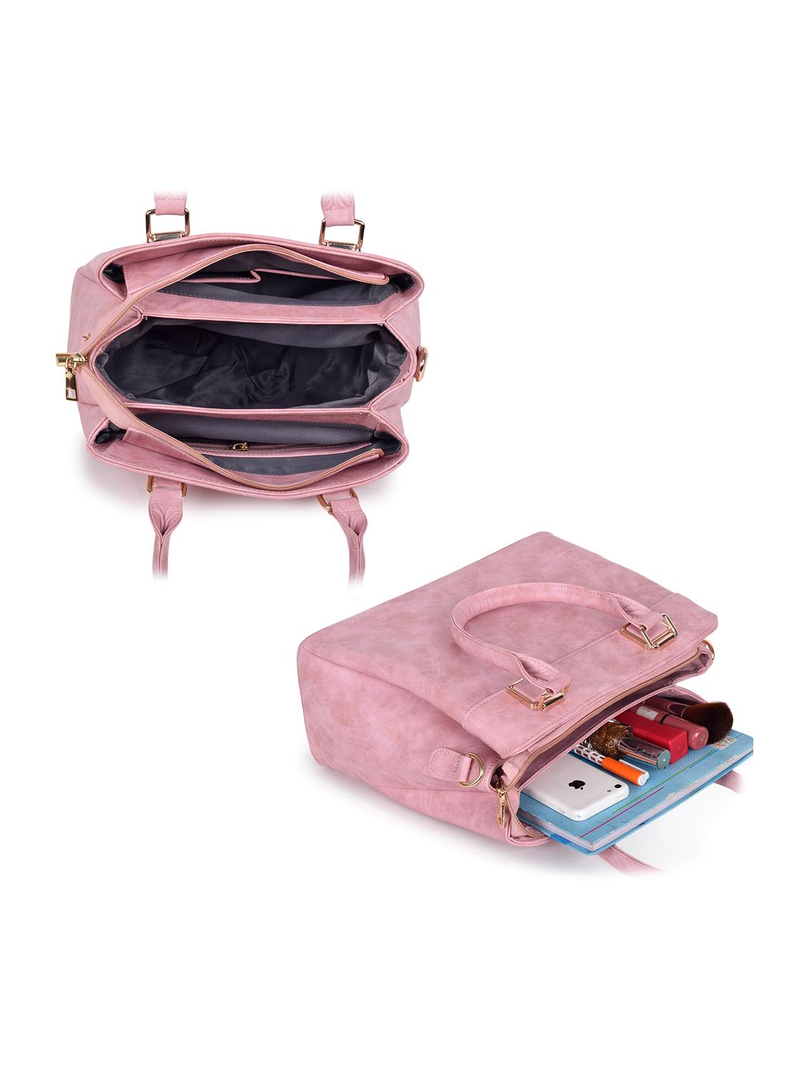 pink leatherette (pu) combo handbag - 21248610 - Standard Image - 2