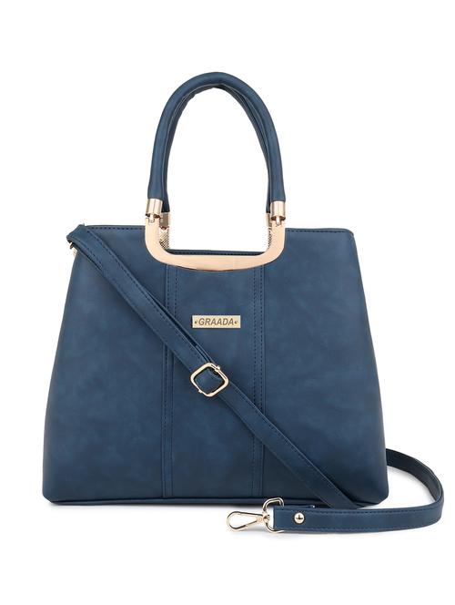 blue leatherette (pu) handbag - 21248638 - Standard Image - 0