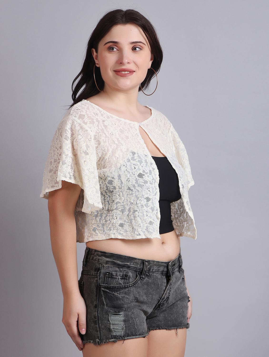 cream lace regular shrug - 21249247 - Standard Image - 2