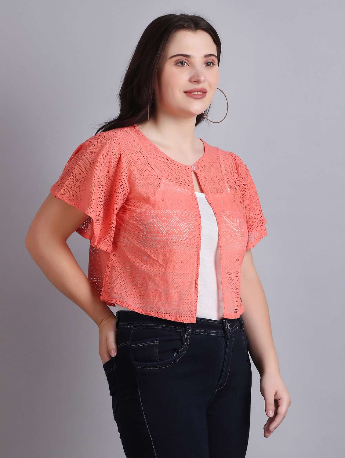 peach lace regular shrug - 21249248 -  Standard Image - 2