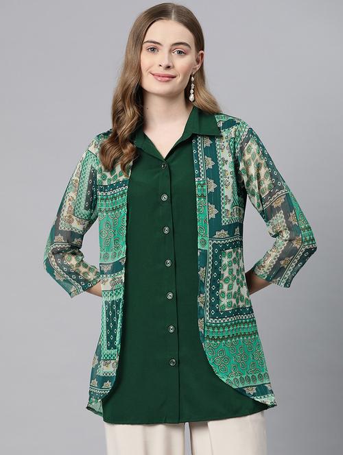 green poly crepe top - 21249311 - Standard Image - 0
