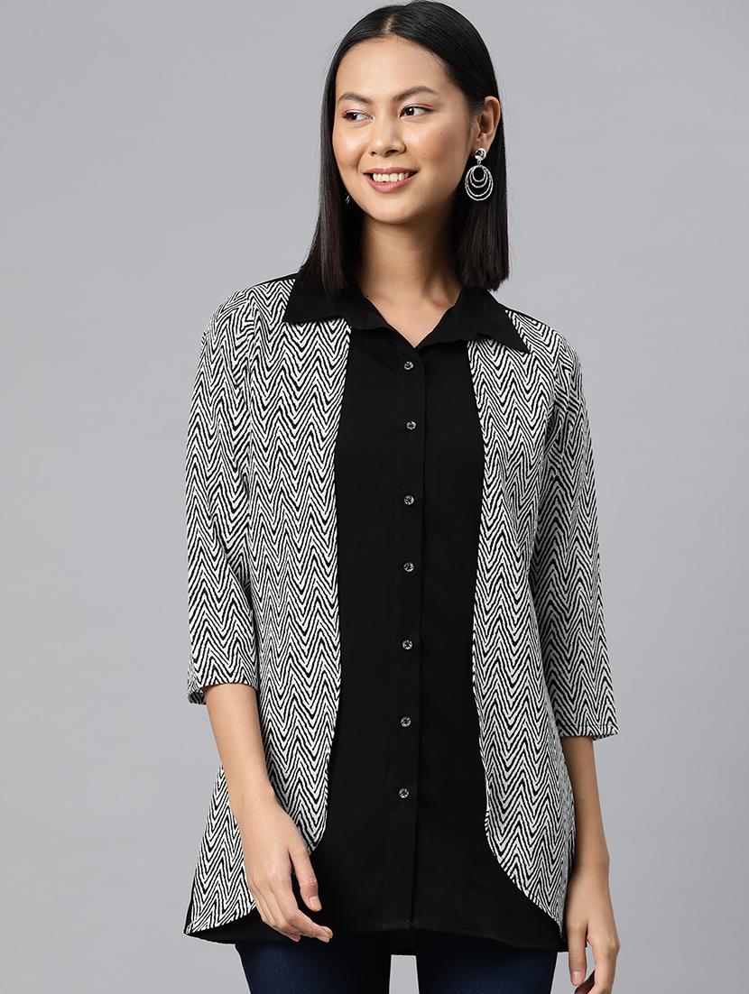 black poly crepe top - 21249312 - Zoom Image - 0