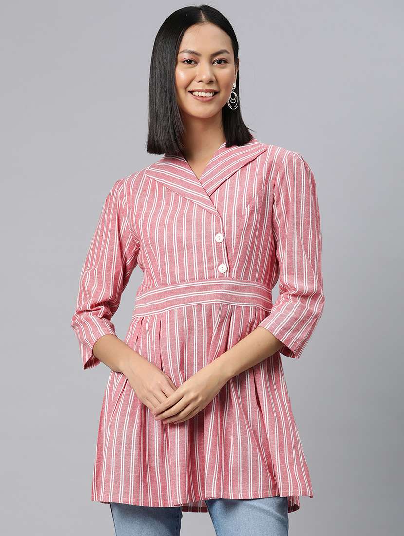 pink cotton a-line top - 21249317 -  Zoom Image - 0
