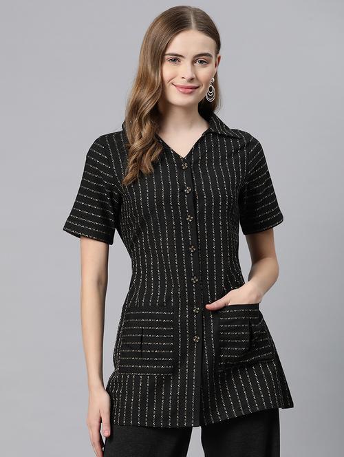 black cotton regular top - 21249322 -  Standard Image - 0
