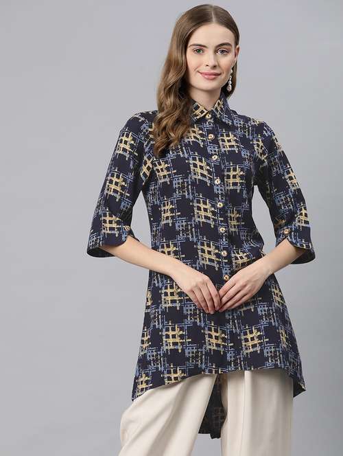 blue viscose regular top - 21249323 - Standard Image - 0