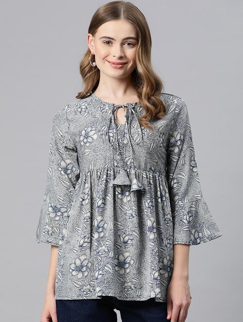 blue poly crepe peplum top - 21249324 - Standard Image - 0