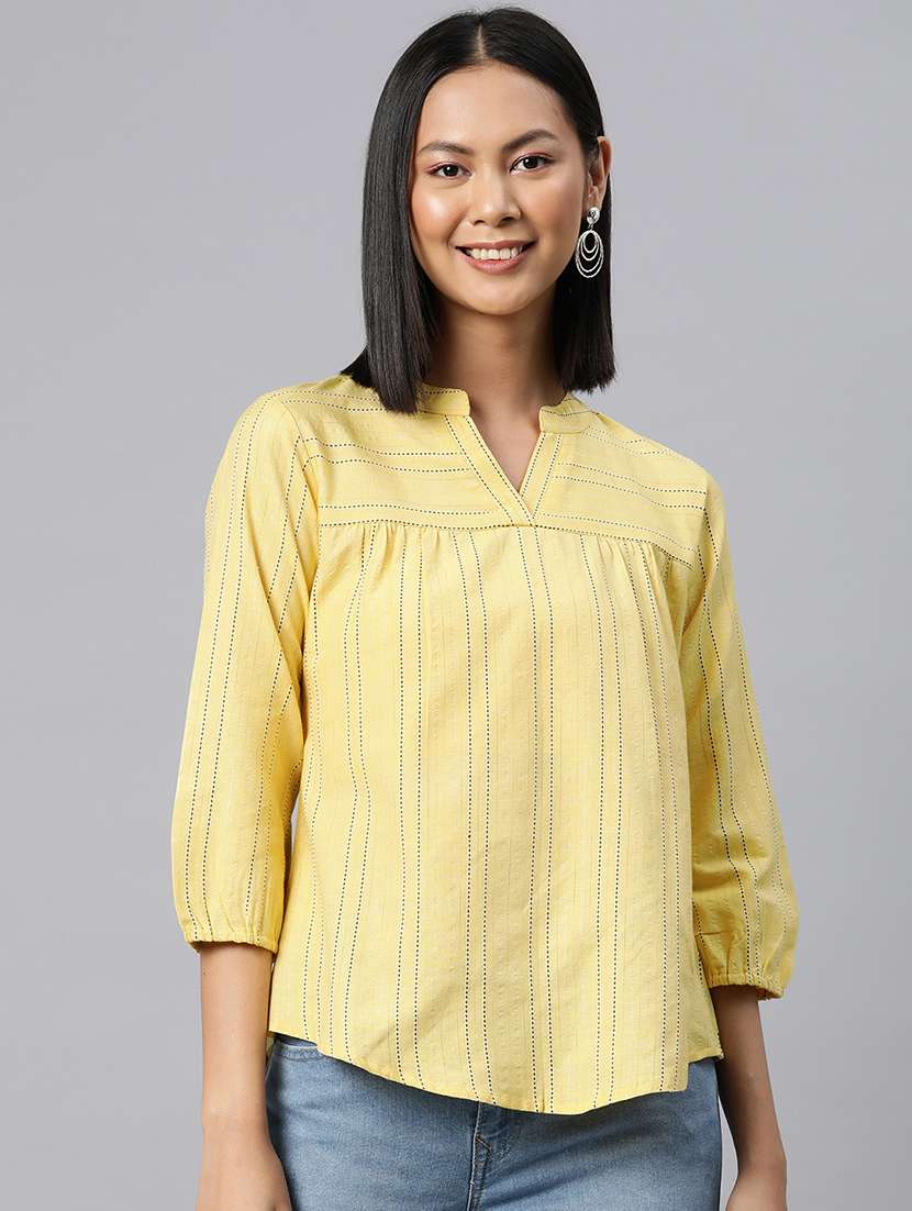 yellow cotton regular top