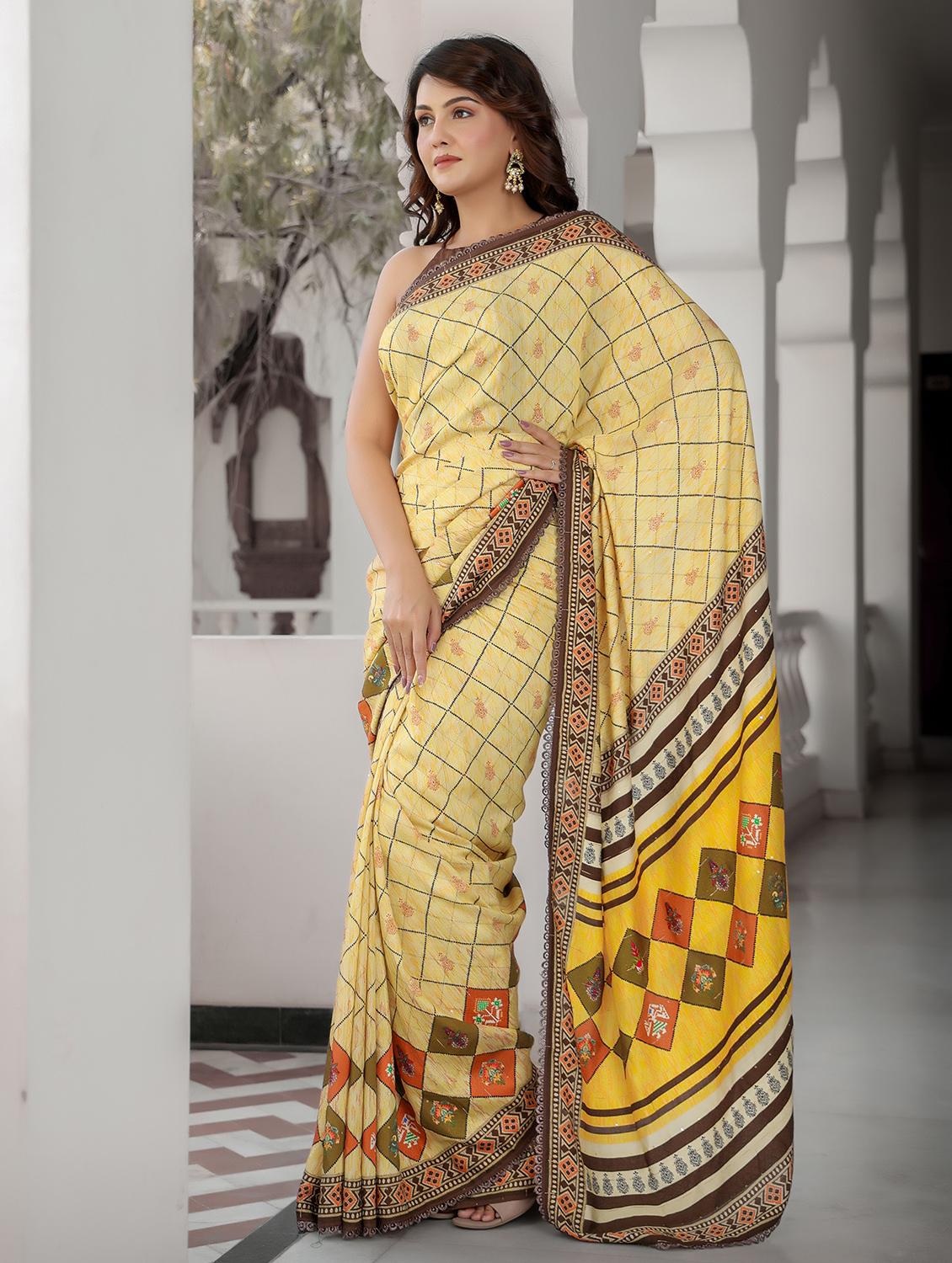 women lemon sherbet printed saree - 21251824 - Standard Image - 2