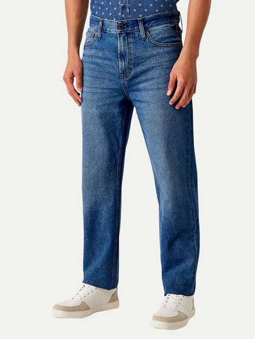 men mid rise plain denim jeans - 21252051 -  Standard Image - 0