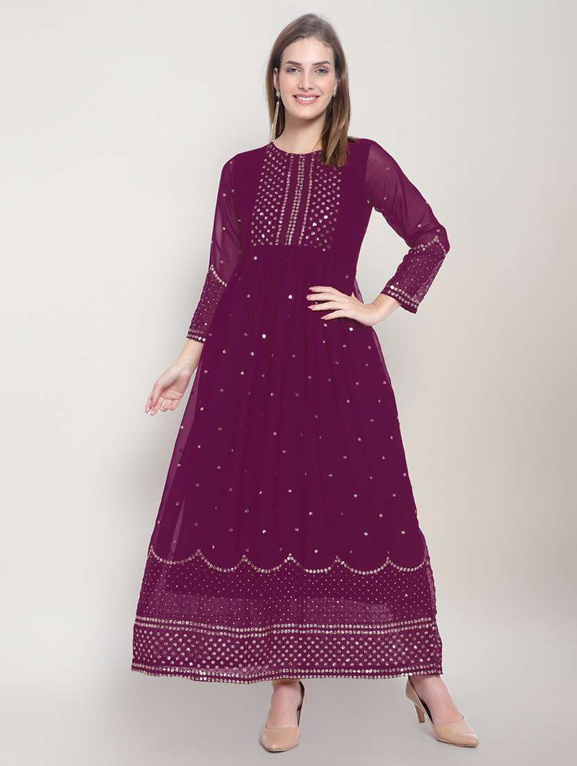 purple georgette anarkali kurta