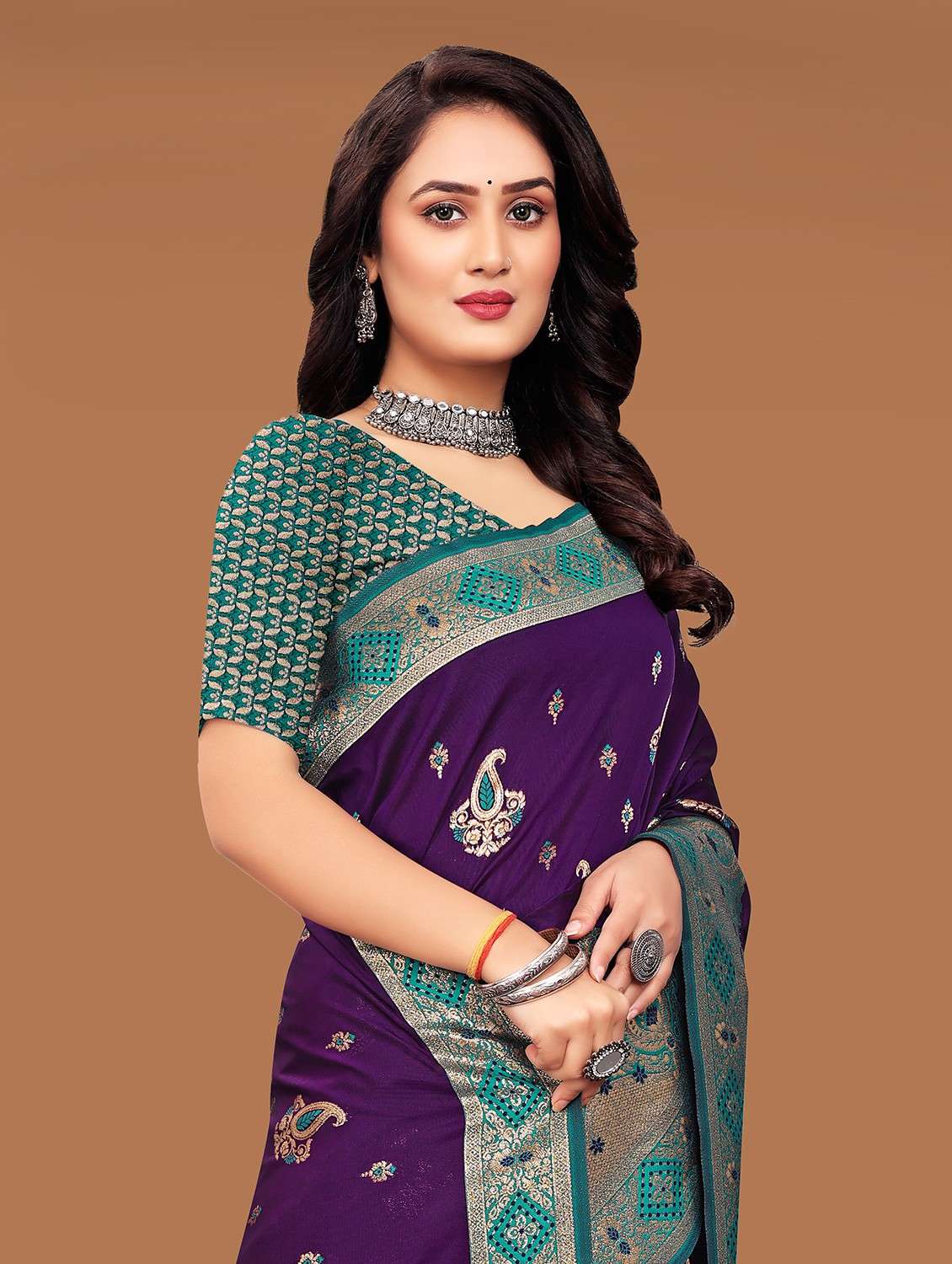 purple banarasi saree - 21252670 -  Standard Image - 2