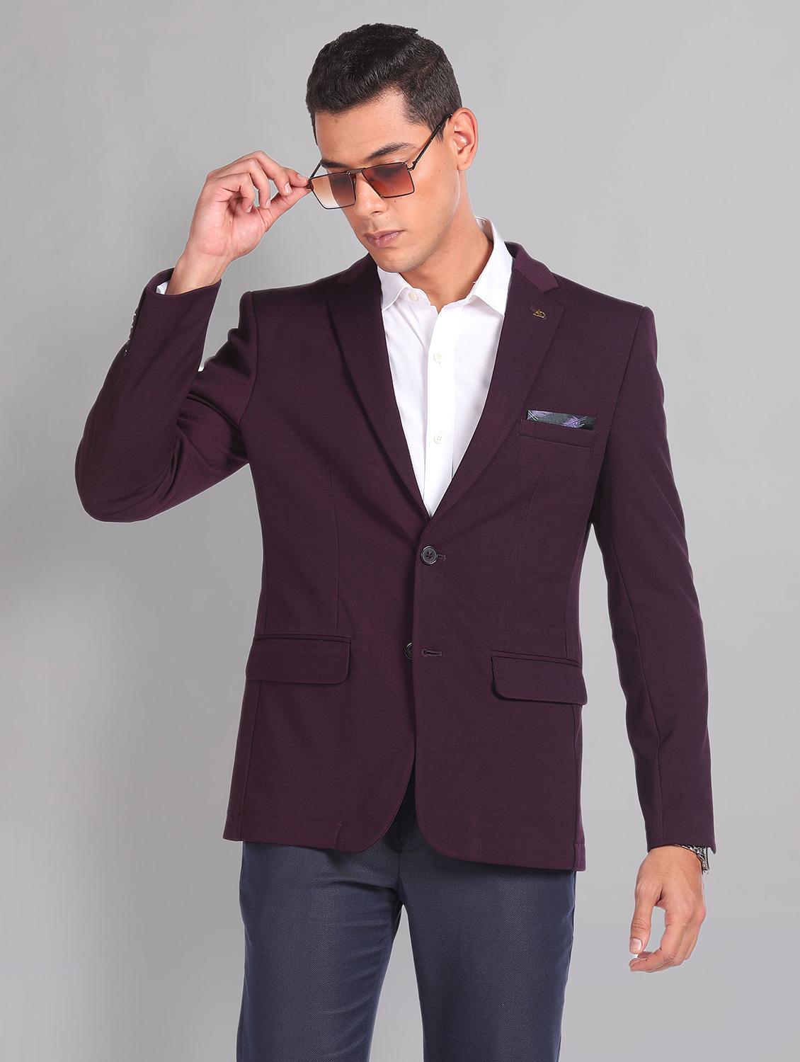 men solid single breasted formal blazer - 21252810 - Standard Image - 2